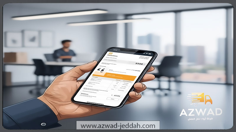 شاشة هاتف تعرض عرض سعر تفصيلي وشفاف لخدمات نقل العفش في جدة