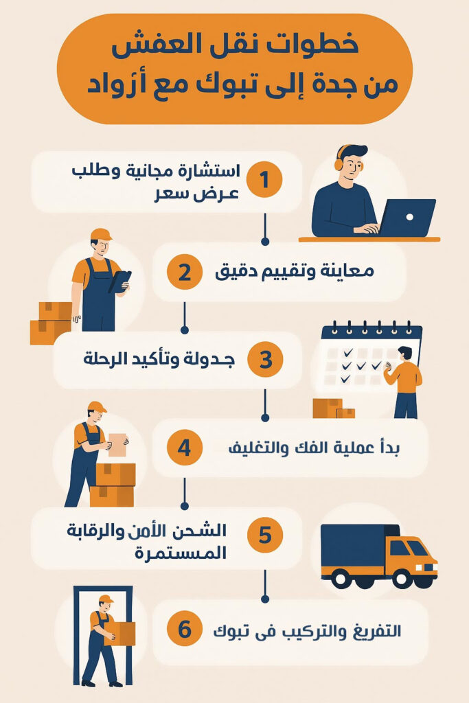 خطوات نقل العفش من جدة إلى تبوك